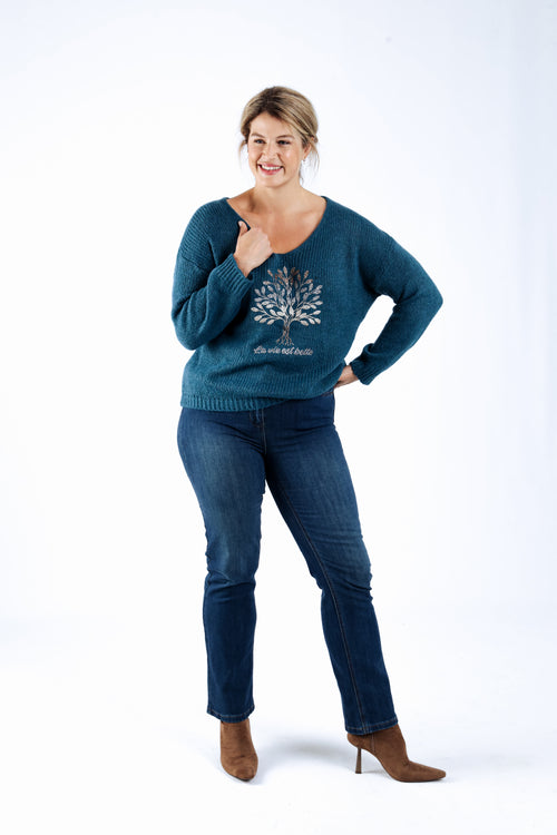 Pull imprimé arbre de vie-Paprika-5