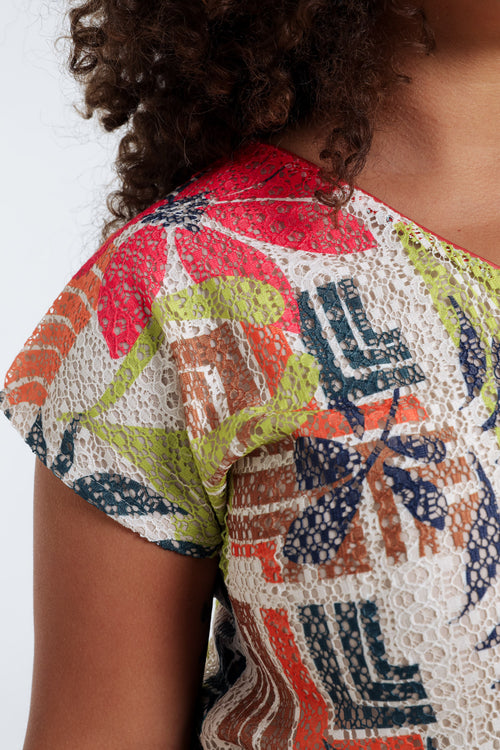 T-shirt imprimé floral-Paprika-4