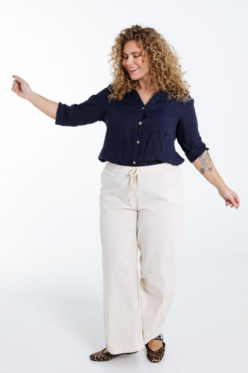 Blouse en lin unie-Paprika-9