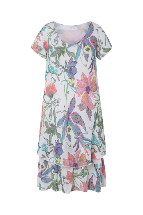 Robe en gaze de coton imprimé floral-Paprika-10