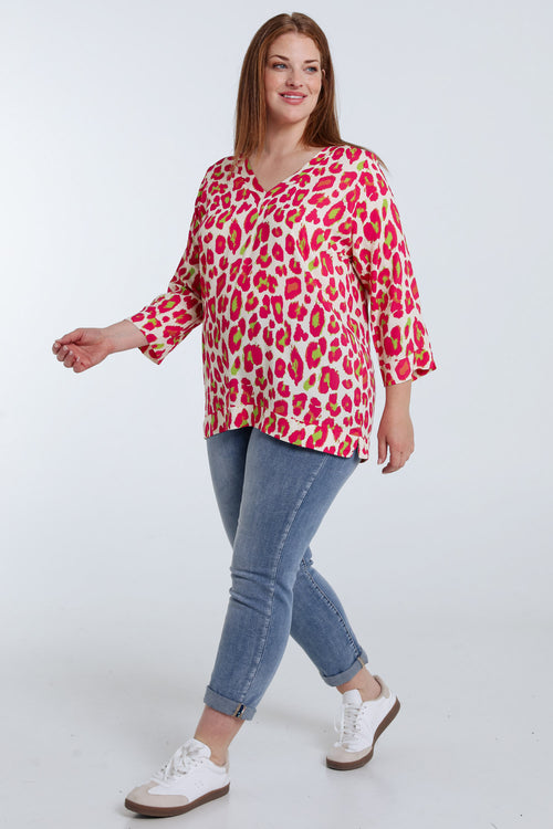 Blouse en viscose imprimé peau de bête-Paprika-8