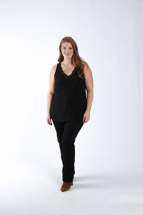 Top uni avec dentelle-Paprika-5