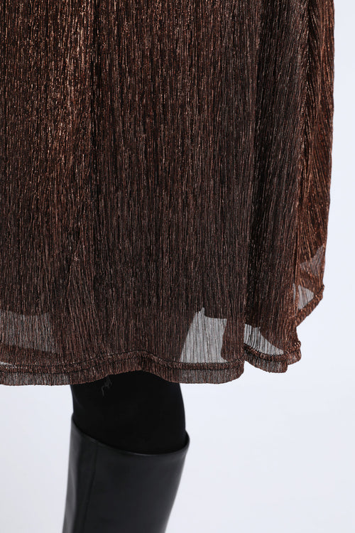 Robe plissée unie avec lurex-Paprika-5