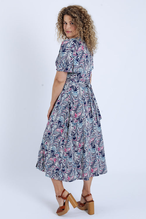 Robe longue imprimé feuillage-Paprika-2