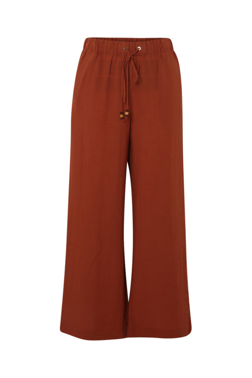 Pantalon large en viscose uni-Paprika-1
