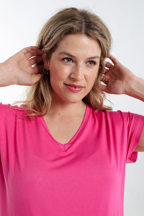 T-shirt uni en viscose-Paprika-6