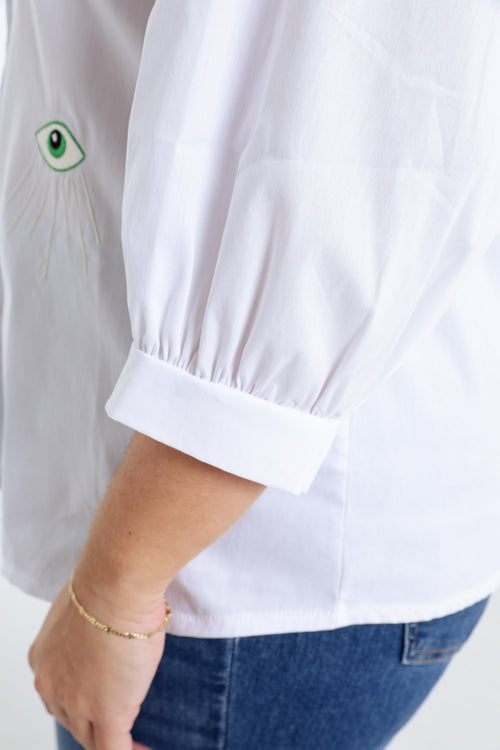 Chemise en coton unie avec écussons-Paprika-5