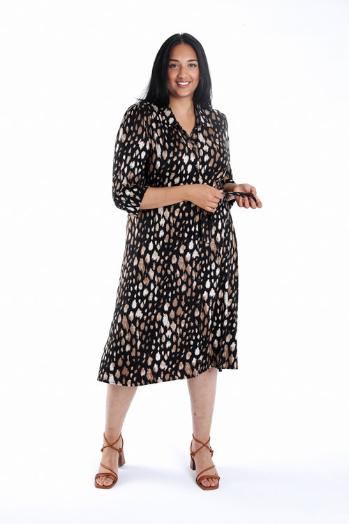 Robe chemise imprimé animal-Paprika-8