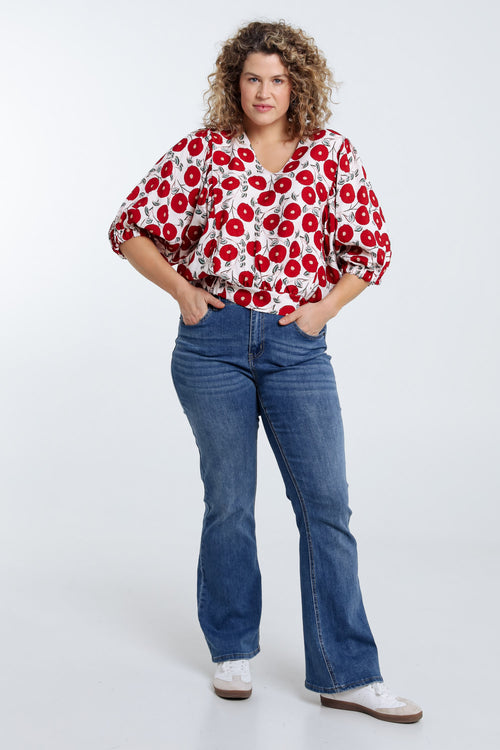 Blouse boite imprimé floral-Paprika-9