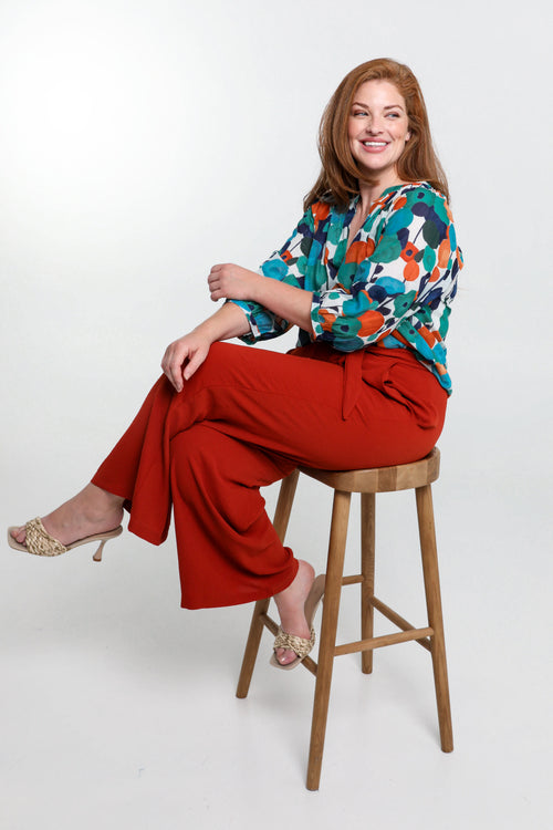 Pantalon large avec nœud-Paprika-8