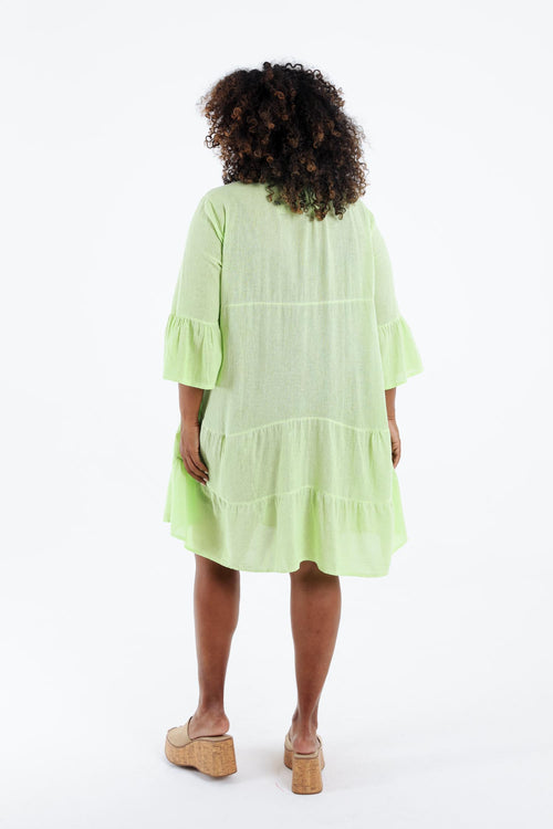 Robe tunique en gaze de coton unie-Paprika-2