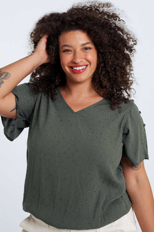 Blouse en viscose unie-Paprika-3