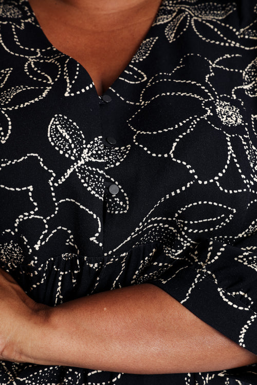Robe courte en viscose imprimé fleuri-Paprika-5