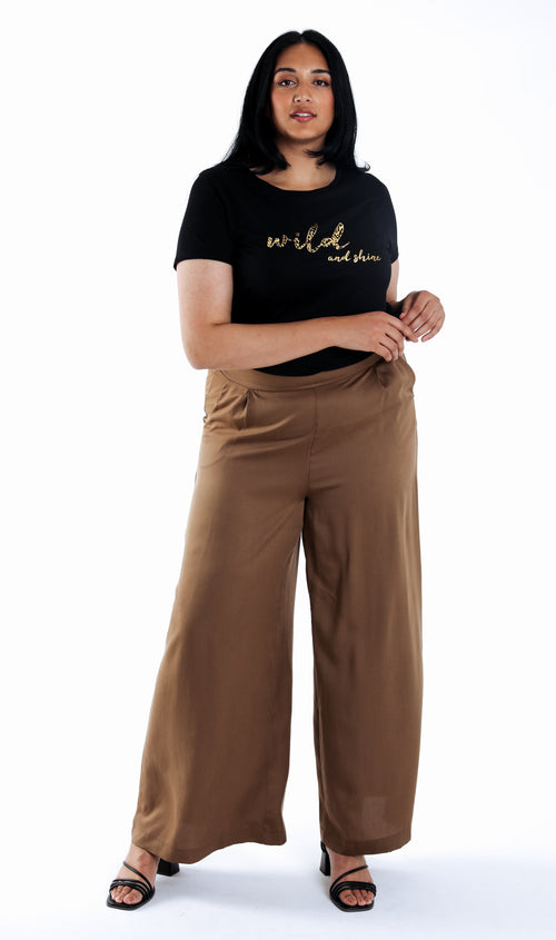 Pantalon tencel jambes larges uni-Paprika-6