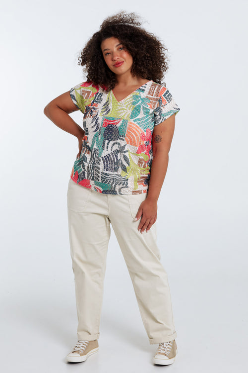 T-shirt imprimé floral-Paprika-9