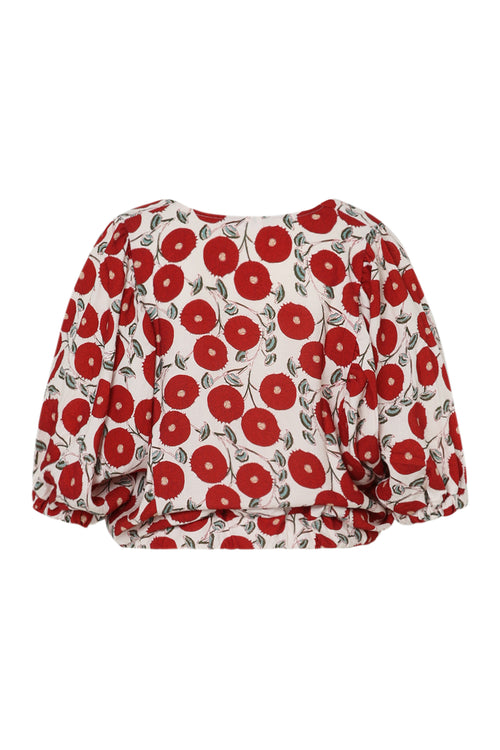 Blouse boite imprimé floral-Paprika-11