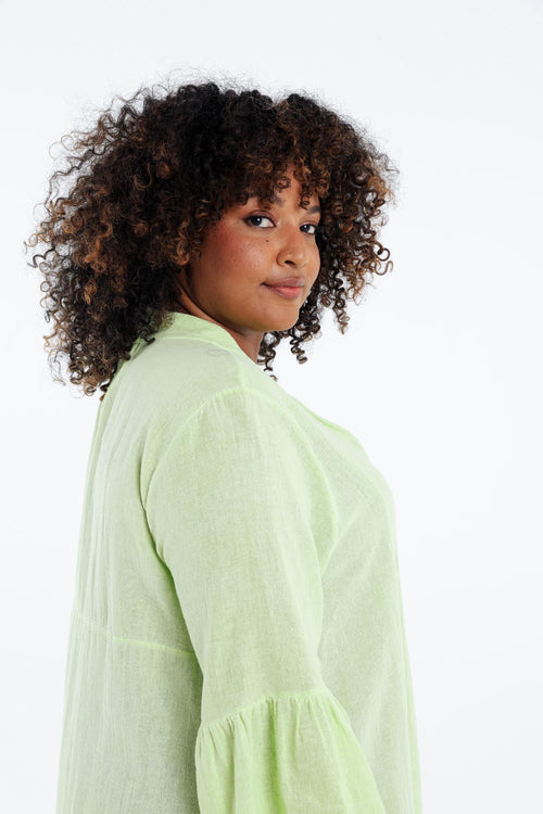 Robe tunique en gaze de coton unie-Paprika-3