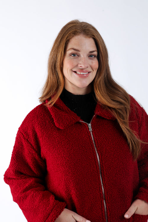 Manteau teddy uni-Paprika-4