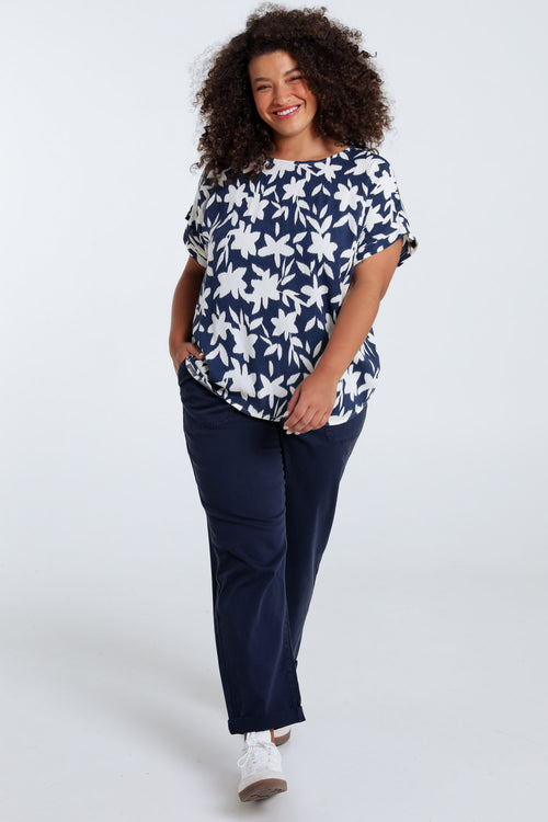 Blouse en viscose imprimé floral bicolore-Paprika-8