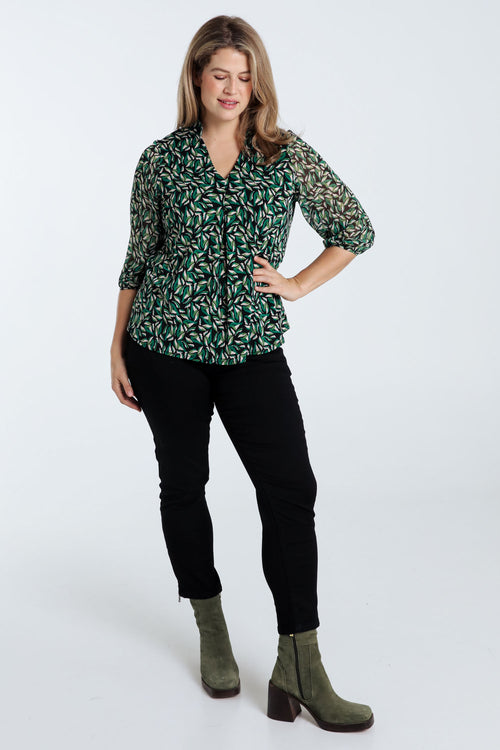 T-shirt imprimé feuilles-Paprika-7