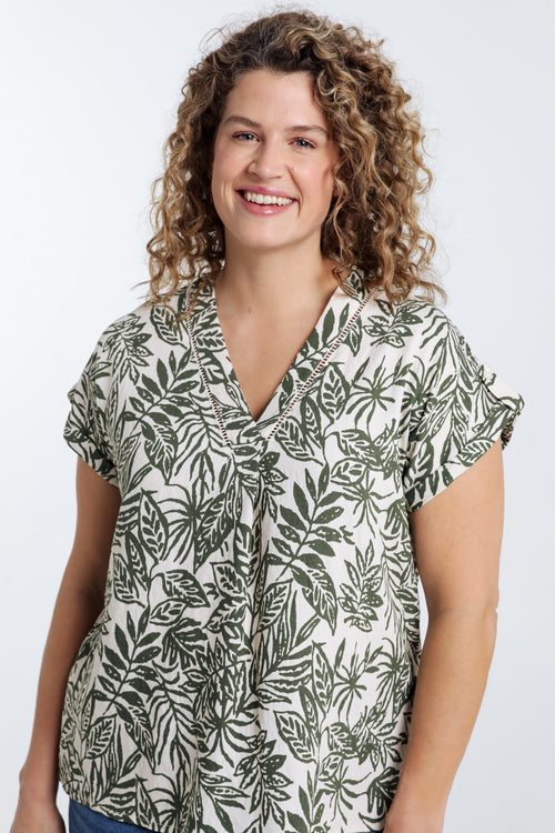 Blouse imprimé feuillage-Paprika-1