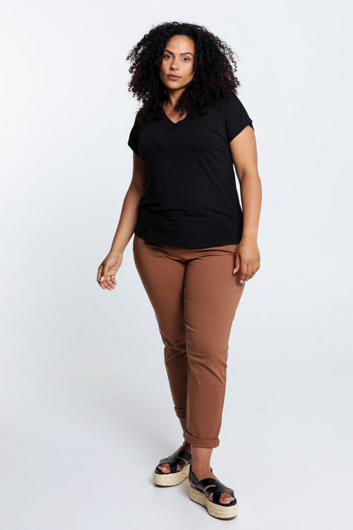 T-shirt uni en viscose-Paprika-6
