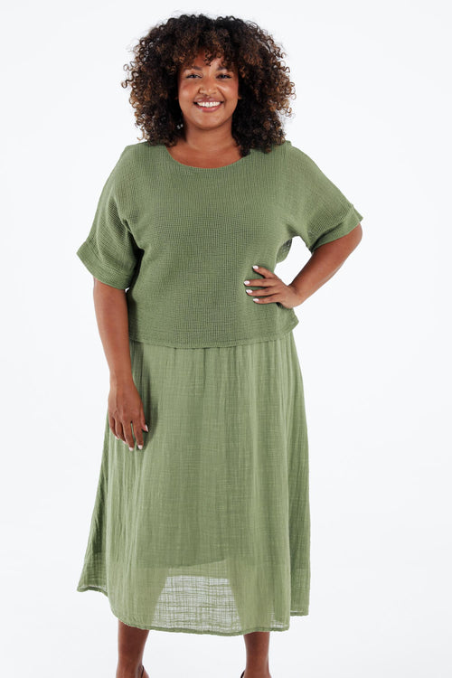 Robe 2en 1 en gaze de coton unie-Paprika-1