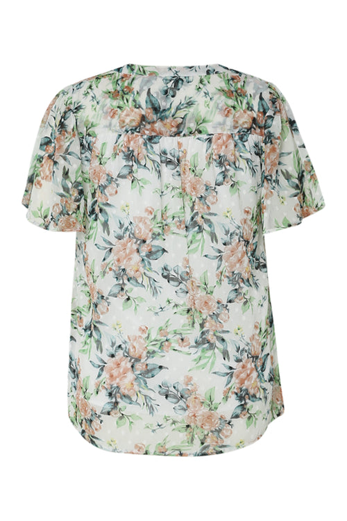 Blouse imprimé floral et plumetis-Paprika-11