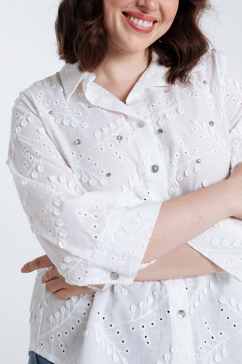 Chemise en coton avec brillants-Paprika-6