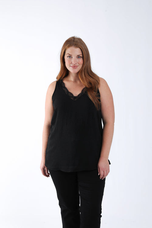 Top uni avec dentelle-Paprika-1