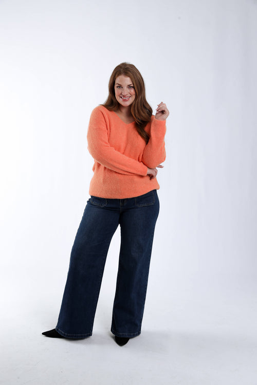 Pull avec alpaga uni-Paprika-6