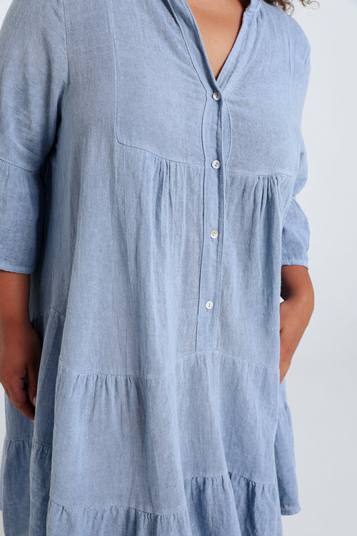 Robe tunique en gaze de coton unie-Paprika-6