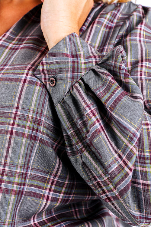 Blouse à carreaux avec lurex-Paprika-4