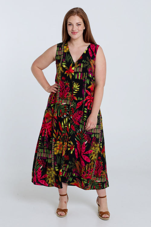 Robe longue en viscose imprimé floral-Paprika-8