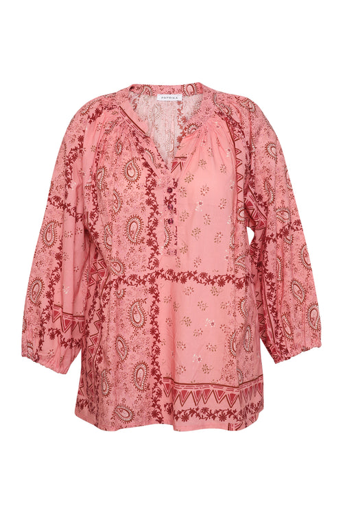 Blouse en coton imprimé bandana-Paprika-10