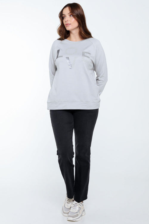 Sweat en molleton "Love" avec strass-Paprika-8
