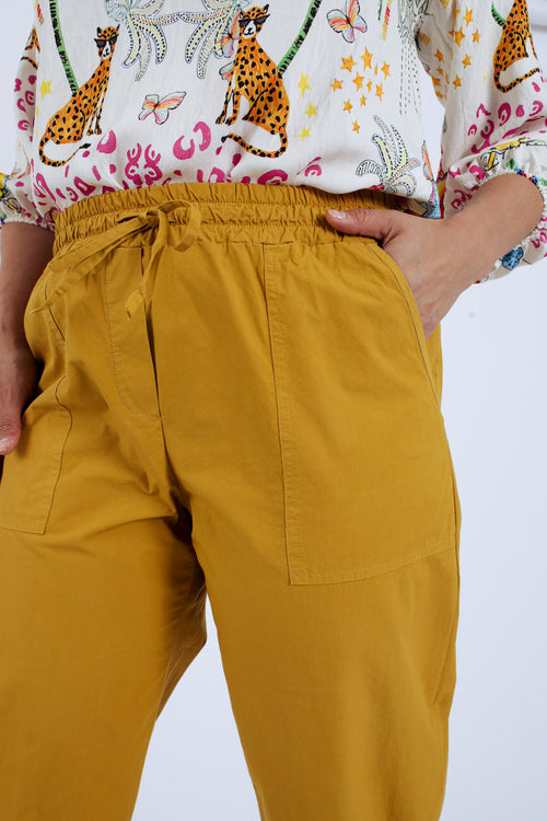 Pantalon boyfit en coton uni avec poches-Paprika-4
