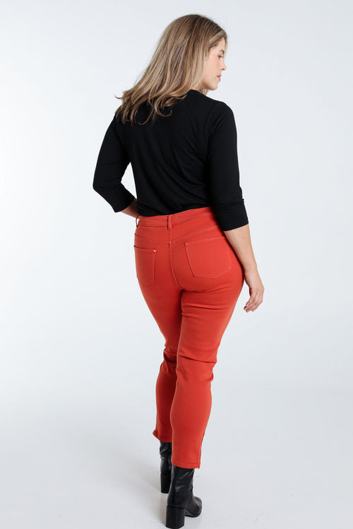 Pantalon Louise 7/8 en coton-Paprika-2