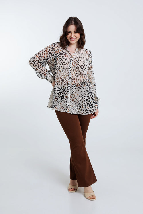 Blouse peau de bête avec plumetis-Paprika-8