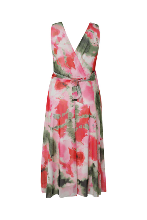 Robe longue en résille imprimé flou-Paprika-3