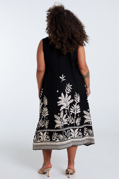 Robe en viscose imprimé feuillage-Paprika-2