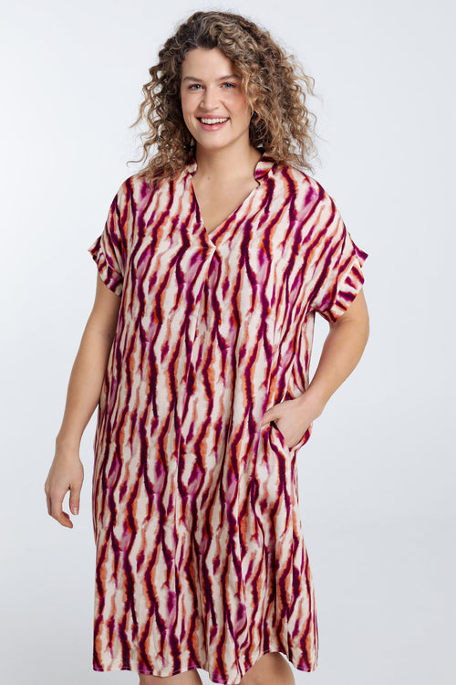 Robe en viscose imprimé ethnique-Paprika-1