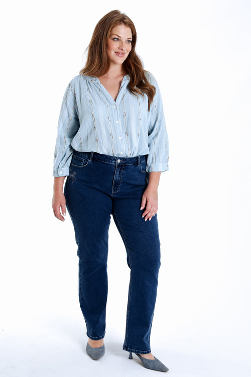 Jeans droit Mia avec broderies-Paprika-9