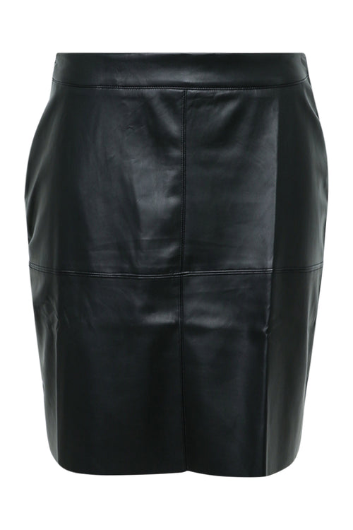 Jupe courte en faux cuir unie-Paprika-11