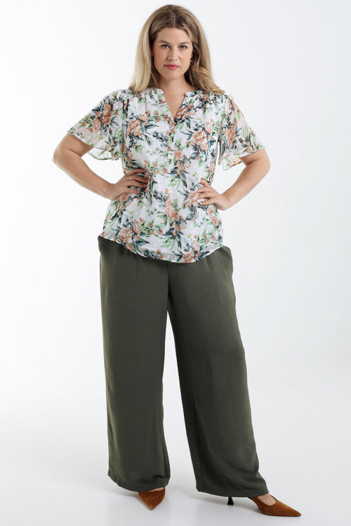 Blouse imprimé floral et plumetis-Paprika-7