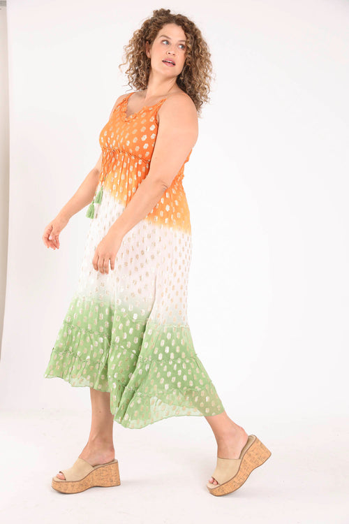 Robe longue dégradé de couleur et foil-Paprika-8