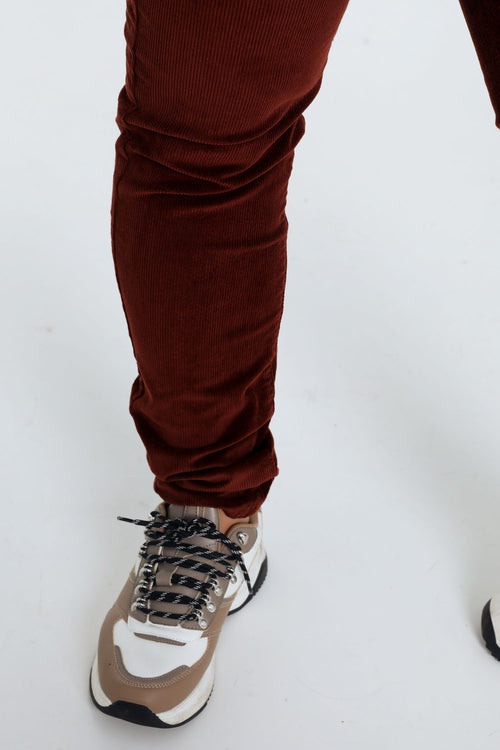 Jegging slim en velours-Paprika-5