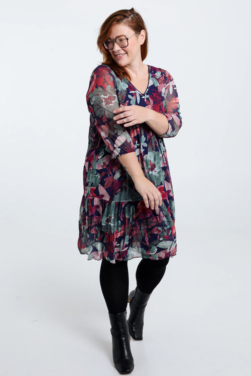 Robe tunique en résille froissée-Paprika-6