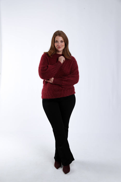 Pull maille poilue uni-Paprika-9