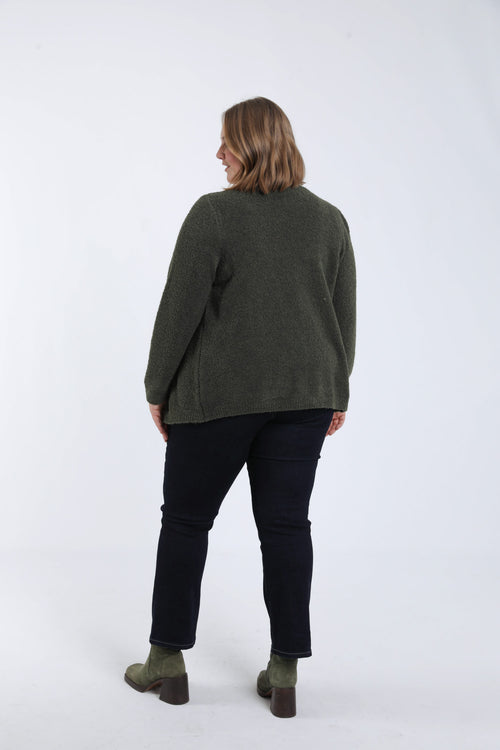 Gilet maille bouclette uni-Paprika-2